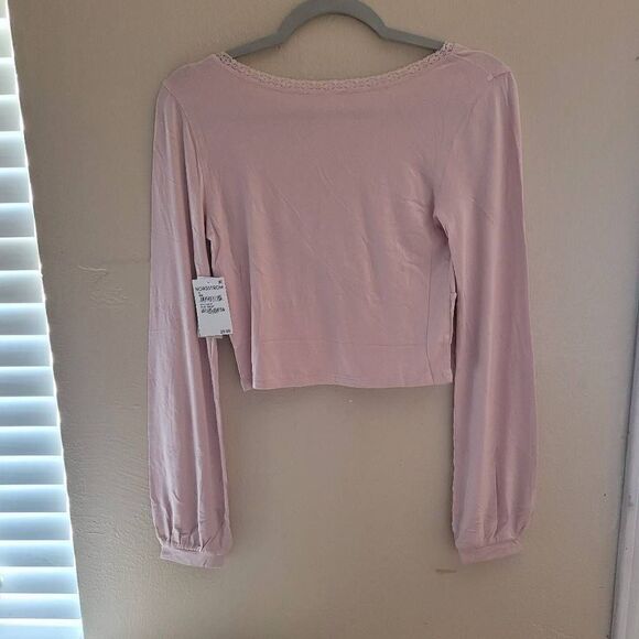 NWT BP soft pink lace trim femine crop top blouse  NWT Women's Small - Picture 4 of 12